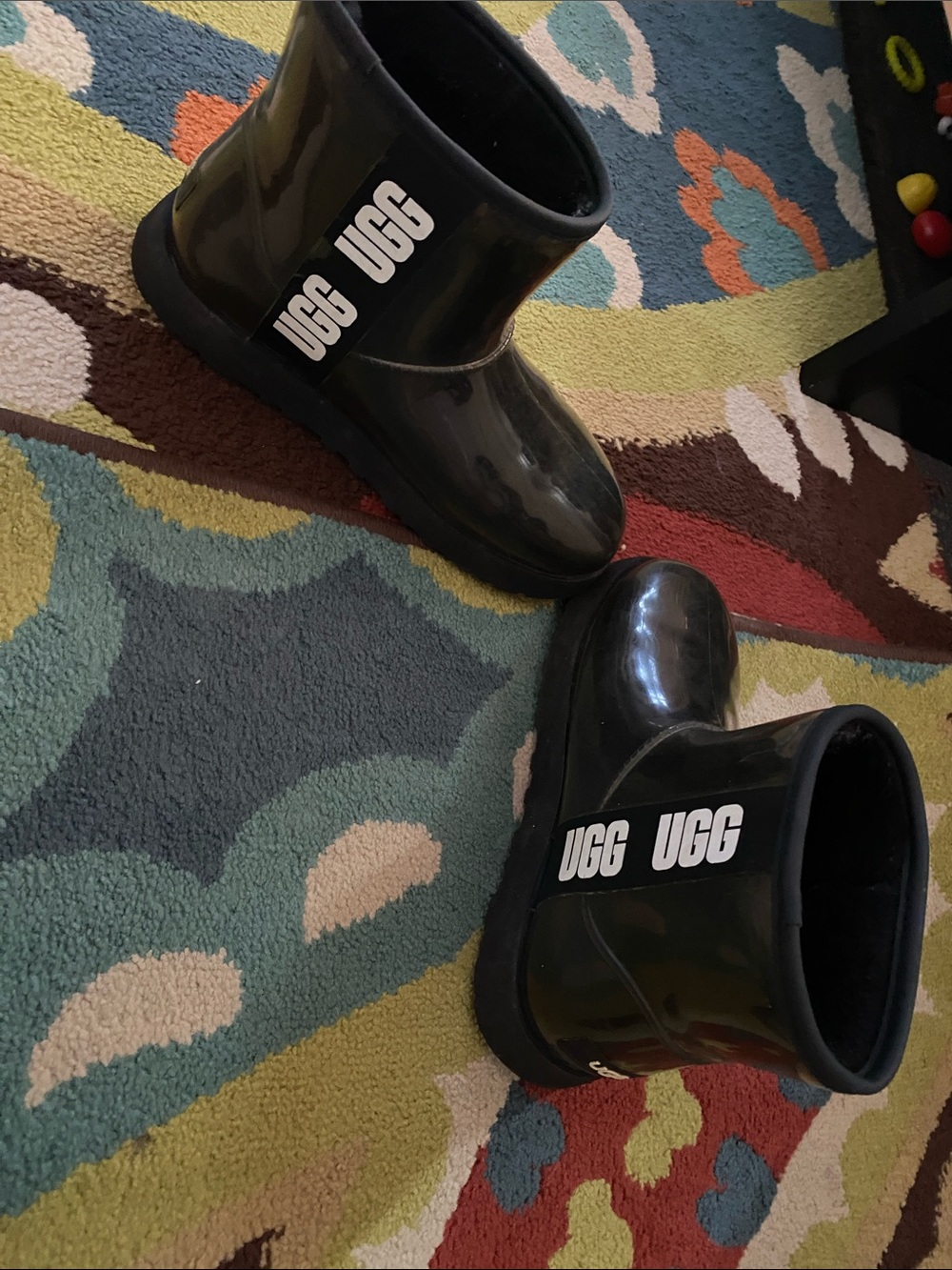 UGG Black Glossy Short Rain Boots
